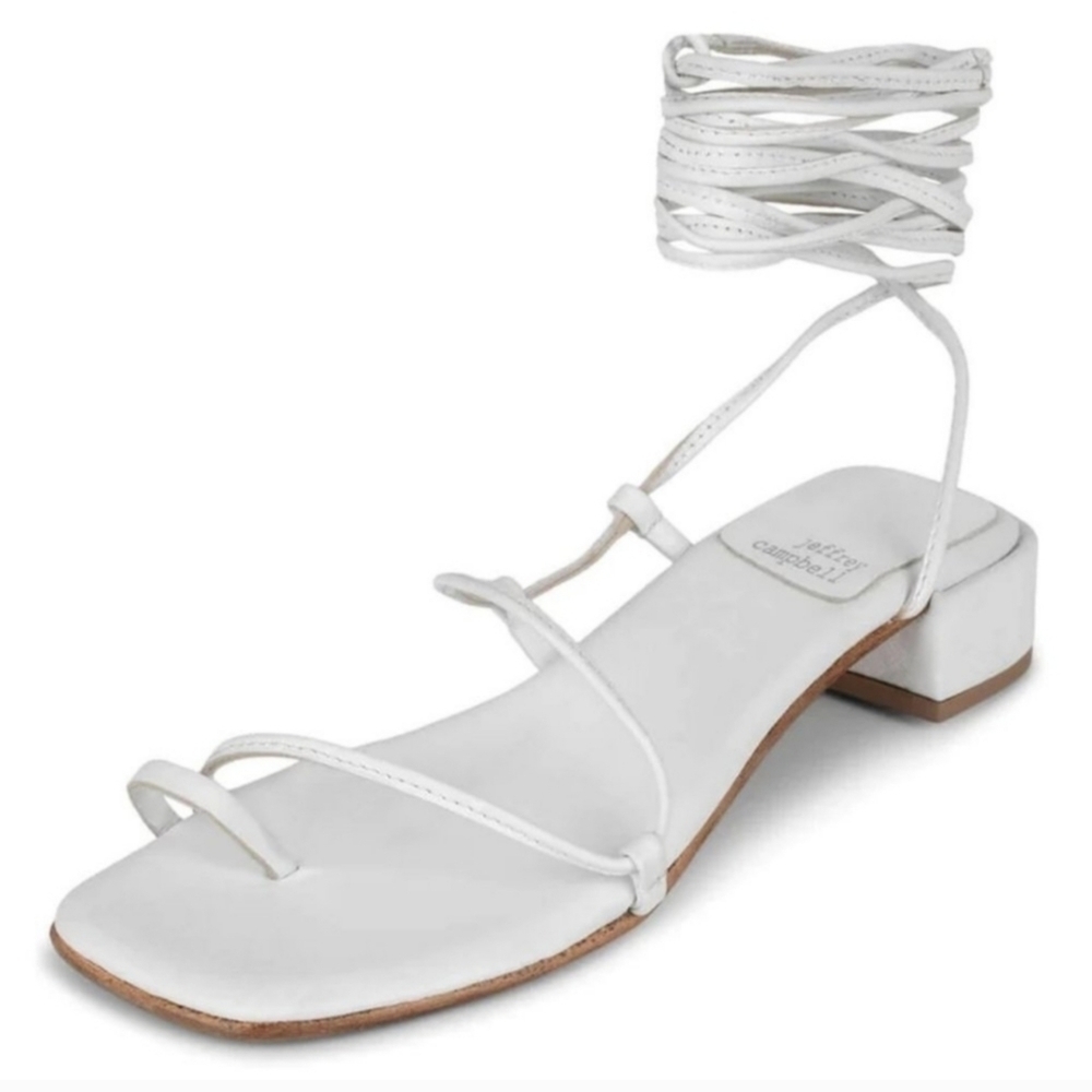 JEFFREY CAMPBELL Agate 2 Leather Sandal Color White Size 8 EU 39 Lace Up